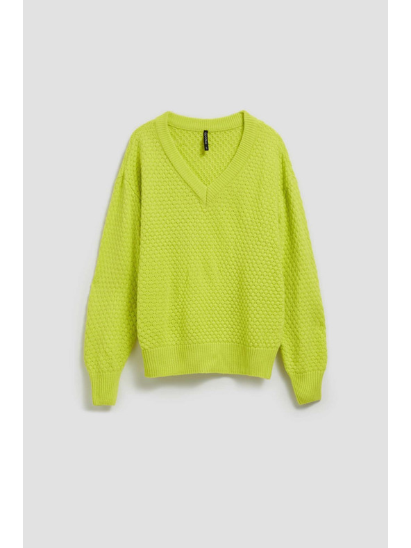 Moodo Limunasto zeleni pulover s V-izrezom Moodo