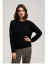 Moodo Crni pulover s dekorativnim pletenicama i dugim rukavima Moodo