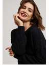 Moodo Crni pulover s dekorativnim pletenicama i dugim rukavima Moodo