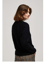 Moodo Crni pulover s dekorativnim pletenicama i dugim rukavima Moodo