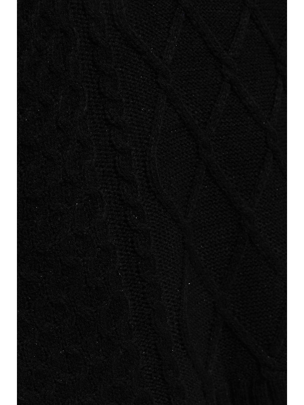 Moodo Crni pulover s dekorativnim pletenicama i dugim rukavima Moodo