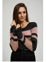 Moodo Crni pulover s prugama, metalnom niti i okruglim izrezom Moodo