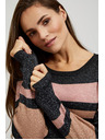 Moodo Crni pulover s prugama, metalnom niti i okruglim izrezom Moodo