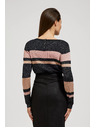 Moodo Crni pulover s prugama, metalnom niti i okruglim izrezom Moodo