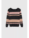 Moodo Crni pulover s prugama, metalnom niti i okruglim izrezom Moodo