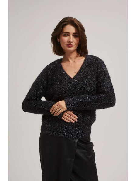 Moodo Pulover s V-izrezom i metalnom niti Moodo
