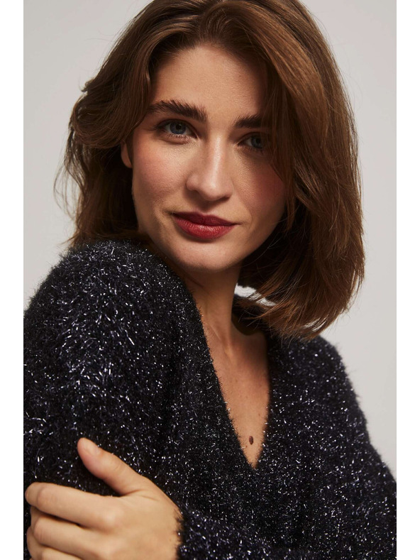 Moodo Pulover s V-izrezom i metalnom niti Moodo