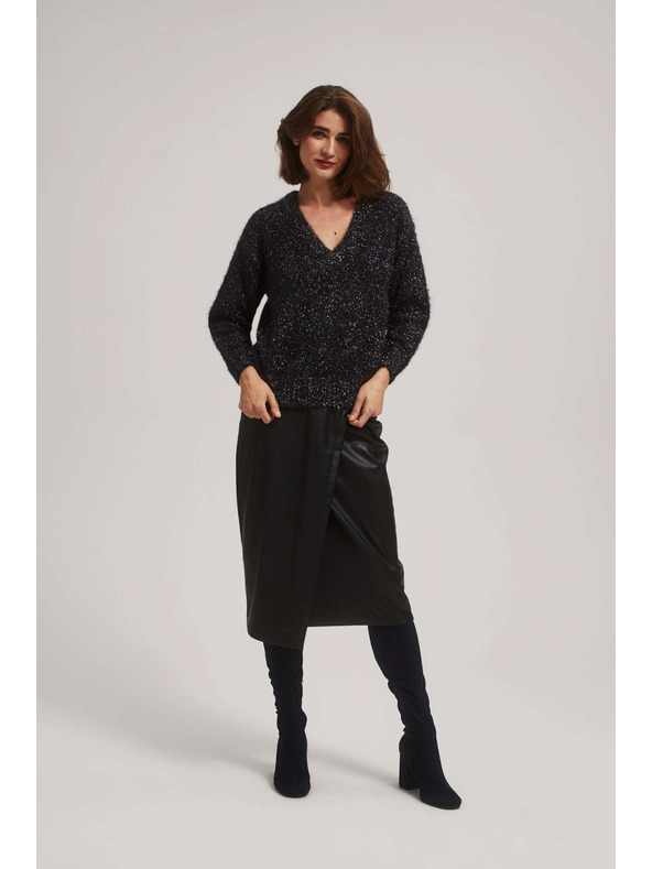 Moodo Pulover s V-izrezom i metalnom niti Moodo