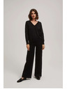 Moodo Crni pulover s metalnim vlaknom i V-izrezom Moodo