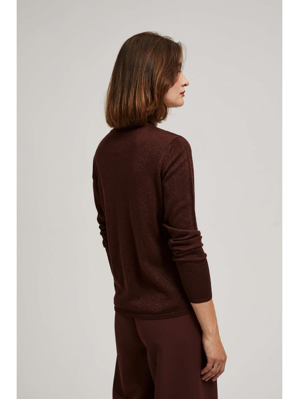 Moodo Smeđi pulover s metalnim vlaknom i V-izrezom Moodo