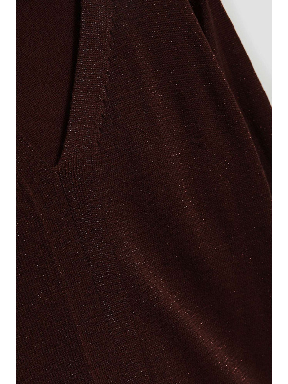 Moodo Smeđi pulover s metalnim vlaknom i V-izrezom Moodo