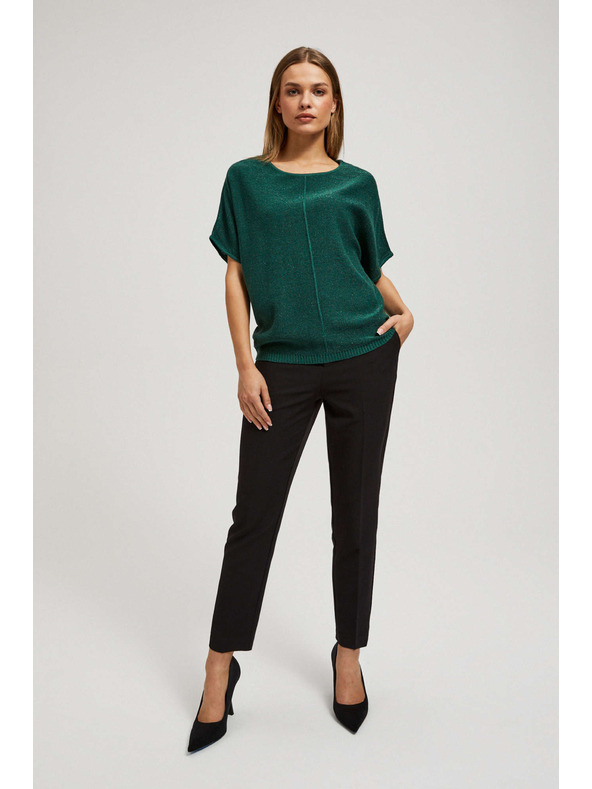 Moodo Oversize pulover s metalnom niti smaragdni Moodo