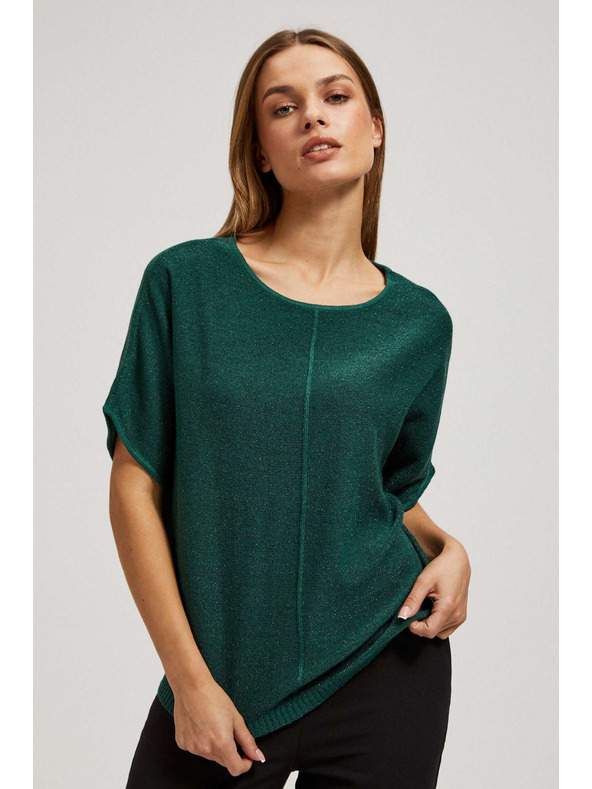 Moodo Oversize pulover s metalnom niti smaragdni Moodo