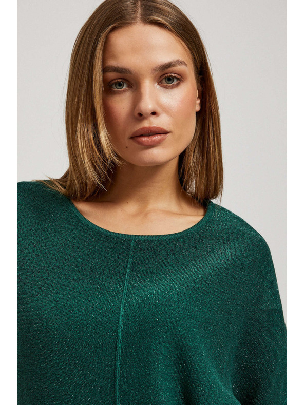 Moodo Oversize pulover s metalnom niti smaragdni Moodo