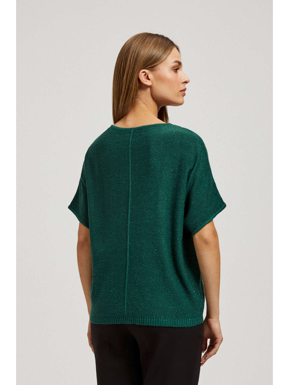Moodo Oversize pulover s metalnom niti smaragdni Moodo