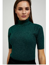 Moodo Pulover s roll ovratnikom ukrašen metalnom niti smaragdni Moodo