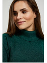 Moodo Pulover s roll ovratnikom ukrašen metalnom niti smaragdni Moodo