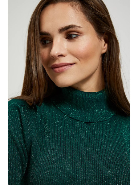 Moodo Pulover s roll ovratnikom ukrašen metalnom niti smaragdni Moodo