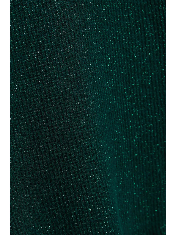 Moodo Pulover s roll ovratnikom ukrašen metalnom niti smaragdni Moodo