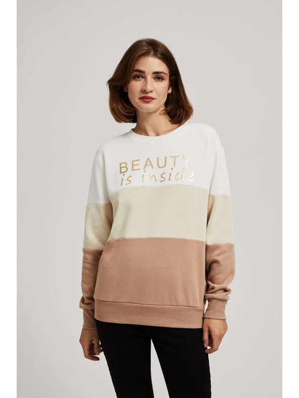 Moodo Džemper s printom tamno bež Moodo