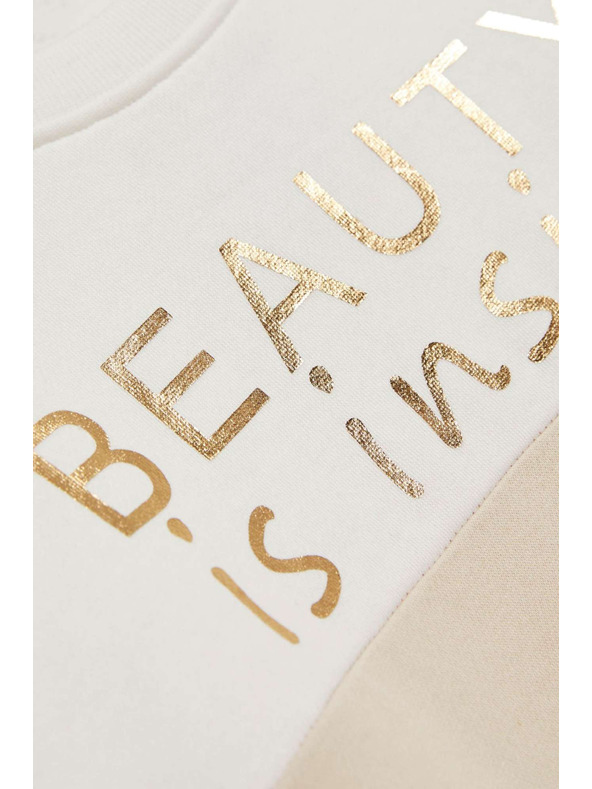 Moodo Džemper s printom tamno bež Moodo