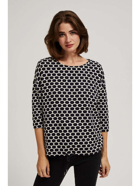 Moodo Bijela i tamno plava bluza s geometrijskim uzorkom Moodo