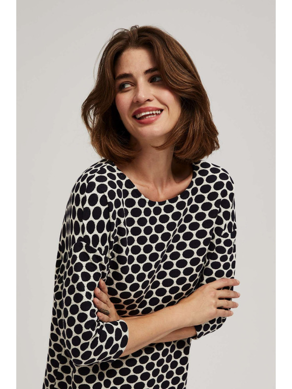 Moodo Bijela i tamno plava bluza s geometrijskim uzorkom Moodo