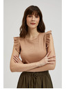 Moodo Rebrasta bluza s volanom na ramenu bež Moodo