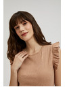 Moodo Rebrasta bluza s volanom na ramenu bež Moodo