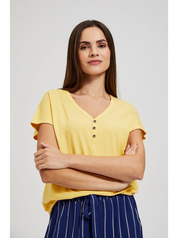 Moodo Žuta majica s gumbima na izrezu Moodo