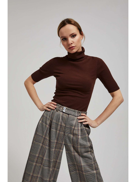 Moodo Rebrasta bluza s rolkom smeđe boje Moodo