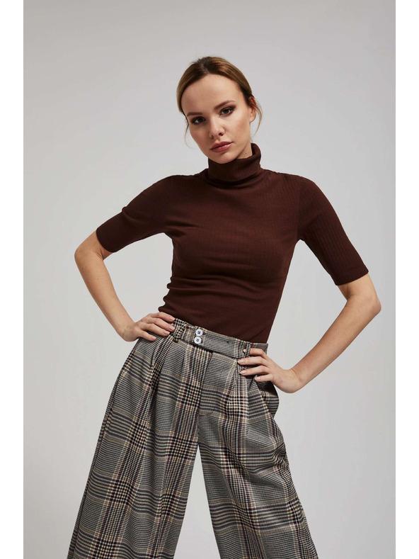 Moodo Rebrasta bluza s rolkom smeđe boje Moodo