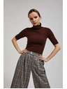 Moodo Rebrasta bluza s rolkom smeđe boje Moodo