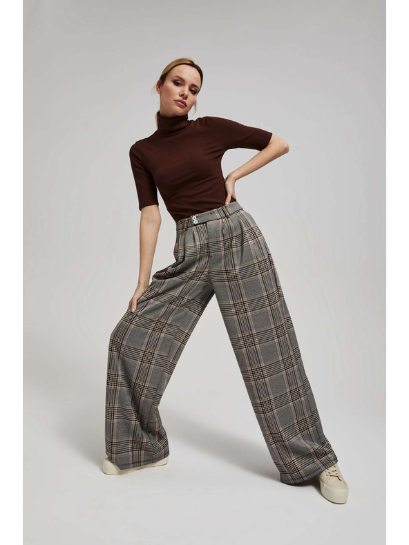 Moodo Rebrasta bluza s rolkom smeđe boje Moodo