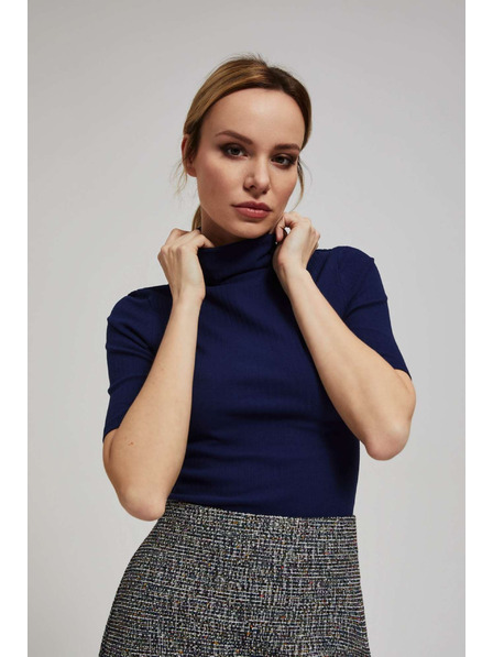 Moodo Rebrasta bluza s rolkom tamno plave boje Moodo