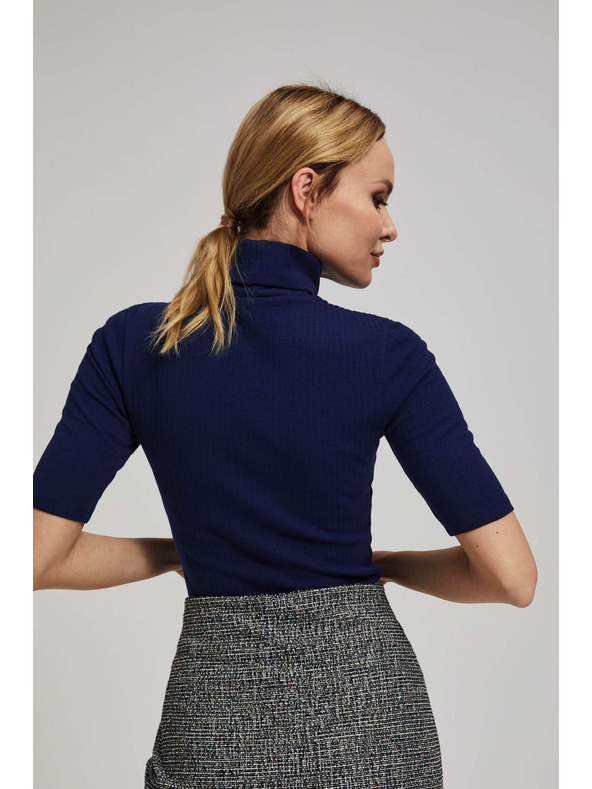 Moodo Rebrasta bluza s rolkom tamno plave boje Moodo