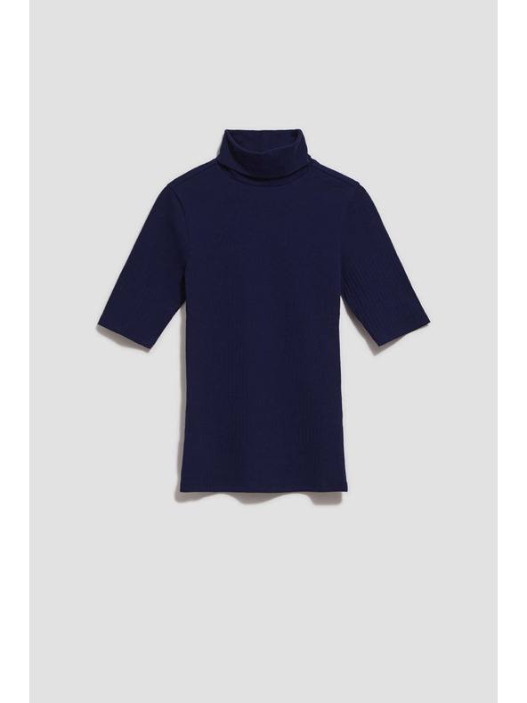 Moodo Rebrasta bluza s rolkom tamno plave boje Moodo