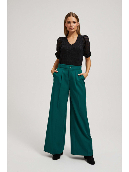 Moodo Crna čipkasta bluza s napuhanim rukavima Moodo