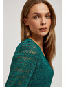 Moodo Smaragdna čipkasta bluza s napuhanim rukavima Moodo