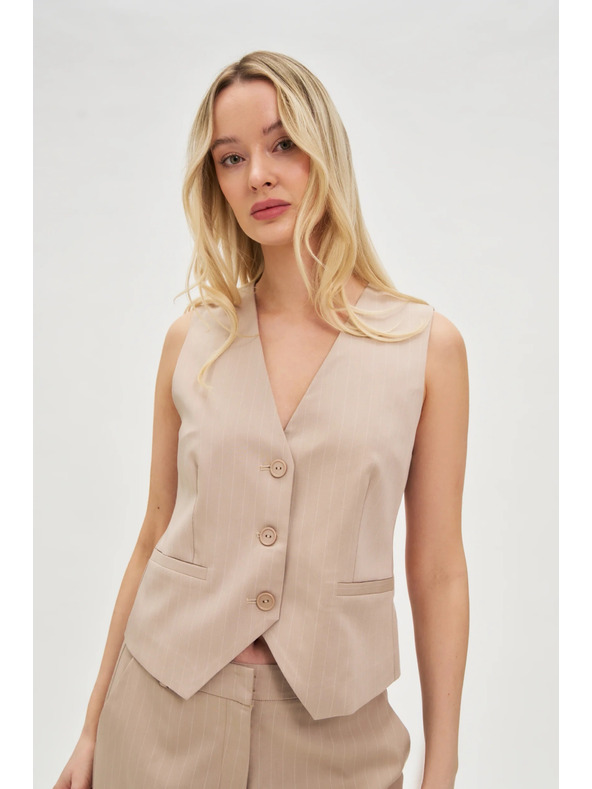 Moodo Prsluk u prugama bež boje Moodo