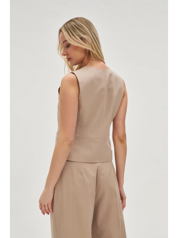 Moodo Prsluk u prugama bež boje Moodo