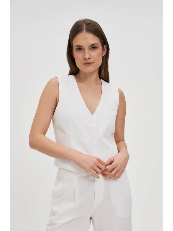 Moodo Prsluk s primjesom lana bijele boje Moodo