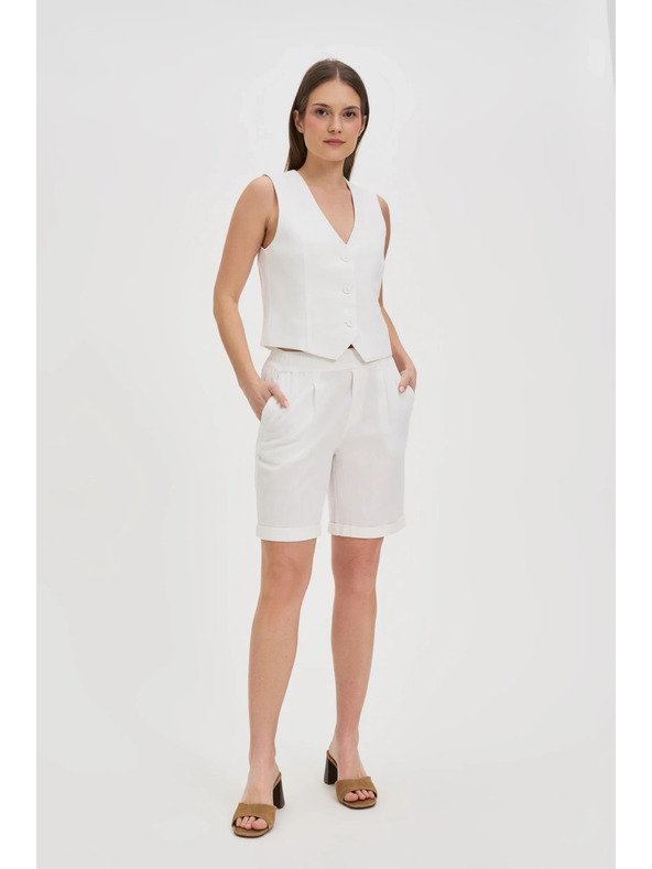 Moodo Prsluk s primjesom lana bijele boje Moodo