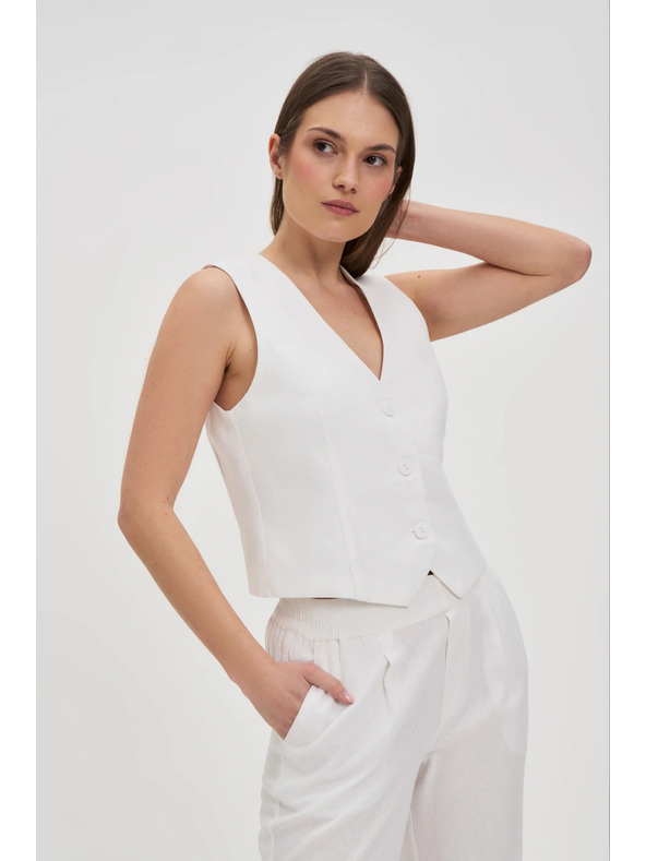 Moodo Prsluk s primjesom lana bijele boje Moodo