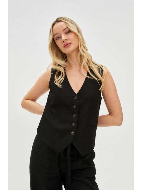 Moodo Prsluk s primjesom lana crne boje Moodo