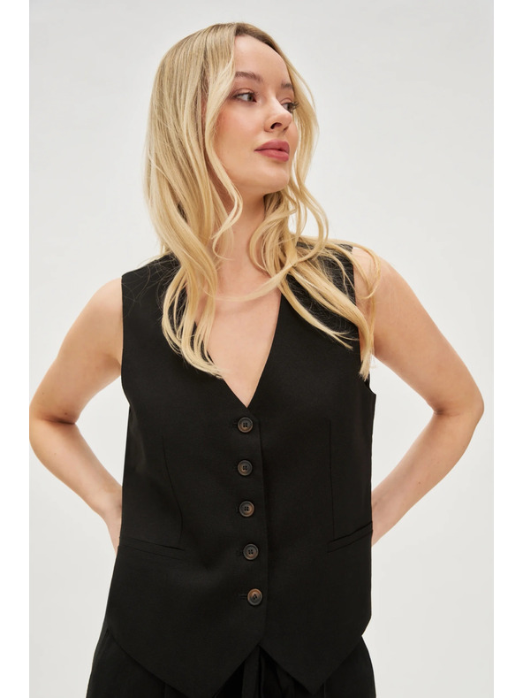 Moodo Prsluk s primjesom lana crne boje Moodo