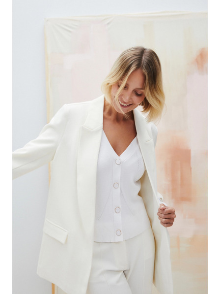 Moodo Elegantno bijelo sako sa prevrnutim rukavima Moodo