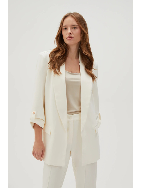 Moodo Elegantno bijelo sako sa prevrnutim rukavima Moodo