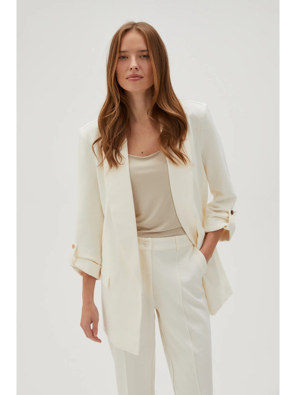 Moodo Elegantno bijelo sako sa prevrnutim rukavima Moodo