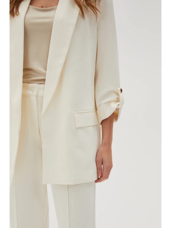 Moodo Elegantno bijelo sako sa prevrnutim rukavima Moodo